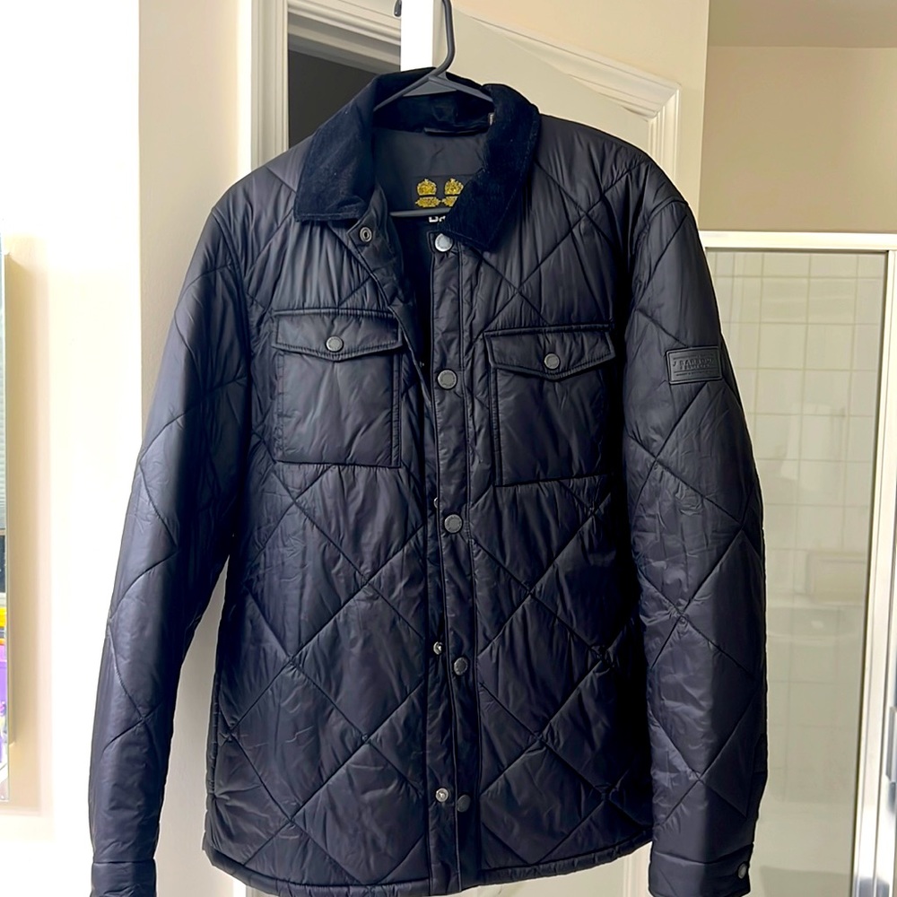 Mens Barbour down snap up men’s jacket black